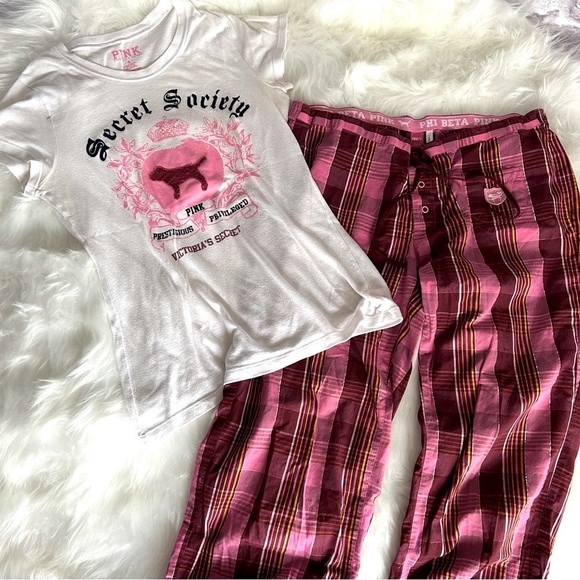 HTF VERY RARE AND VINTAGE PINK VS 2006 Secret Society Display Tee & Lounge Pants - Picture 2 of 14